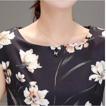 简芷 2018夏装新款女装改良修身旗袍印花连衣裙 XYSP5972 黑花色 XL