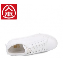 人本帆布鞋 低帮舒适小白鞋 运动板鞋女 韩版超纤学生系带百搭平底鞋 白色 39