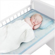 爱音(Aing)婴儿凉席儿童床席新生儿宝宝幼儿园冰丝床席裸睡凉枕席子套装折叠水洗 粉色130*70