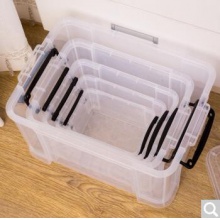 百草园 塑料整理箱收纳箱 多用透明收纳盒1.3L+2.6L+5L+9L+17L 5个装